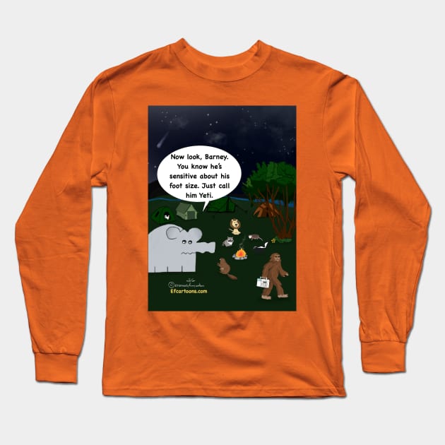 Enormously Funny Cartoons Camping with Bigfoot Long Sleeve T-Shirt by Enormously Funny Cartoons